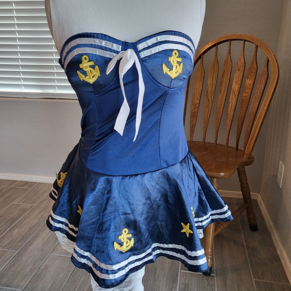 Sexy Sailor navy nautical pinup cosplay Halloween Costume blue - Picture 4 of 13
